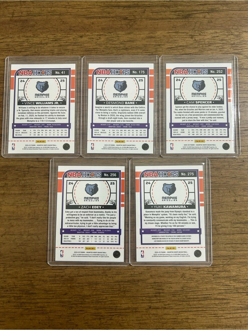 Memphis Grizzlies NBA Haunted Hoops 24-25: Set of 5 cards